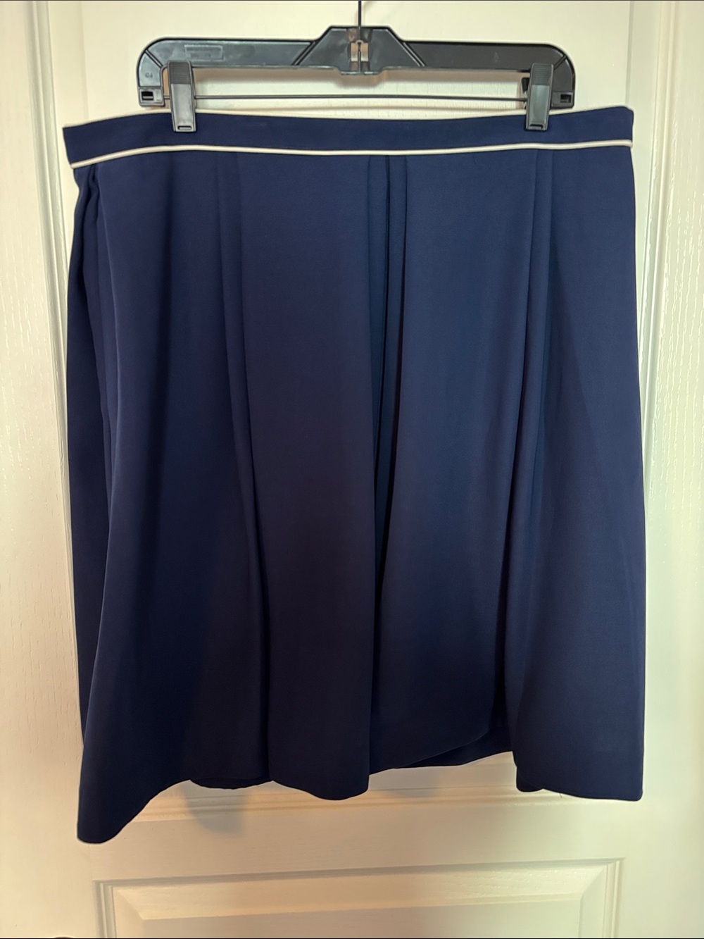 Pink Tartan Navy A-Line Skirt with White Piping